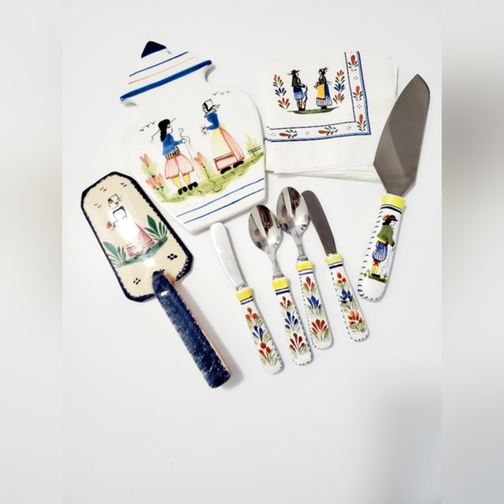 HAND-PAINTED CERAMIC & STAINLESS STEEL KITCHEN SET